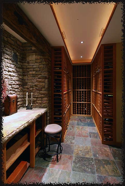 Simple floor-to-ceiling single-deep library racks provide a clean, high capacity design in this long, narrow space.